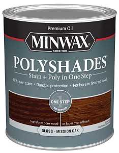 Minwax 614850444 Waterbased Polyurethane Stain, Gloss, Liquid, Mission Oak, 1 qt, Can