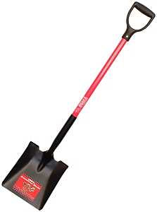 BULLY Tools 62520 Professional-Grade Shovel, Square Point, 44 in OAL, 9-1/2 in W Blade, Steel Blade, Fiberglass Handle
