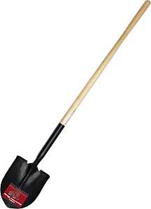 BULLY Tools 52515 Shovel, Round Point, 60 in OAL, 9 in W Blade, 14 ga, Steel Blade, Hardwood Handle