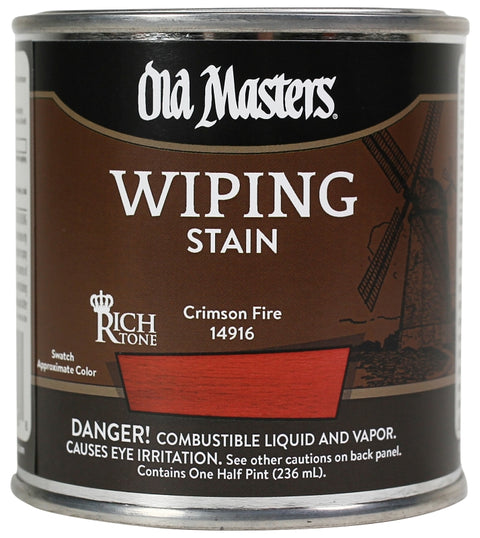 Old Masters 14916 Wiping Stain, Crimson Fire, Liquid, 0.5 pt, Can