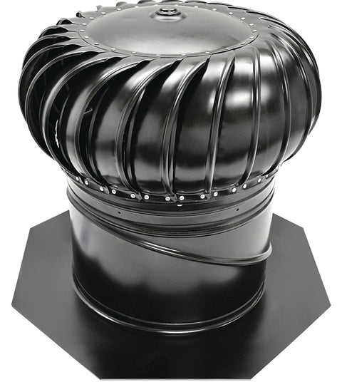 Master Flow GIC12BL Rotary Turbine Ventilator, 12 in Dia Throat, Steel, Black