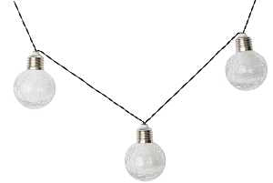 Boston Harbor 27101 Solar Crackle Glass Ball String Light, Ni-MH Battery, AA Battery, 10-Lamp, LED Lamp, Clear