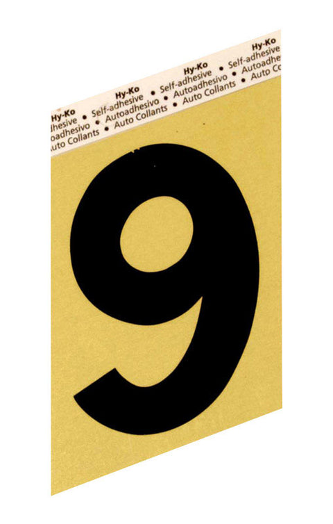 Hy-Ko Self-Adhesive Black Aluminum Number 9 3-1/2 in.