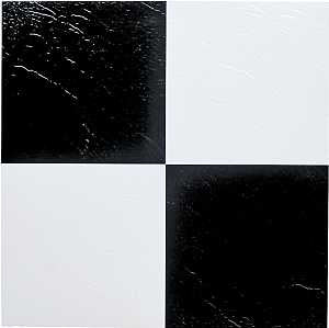 ProSource ELE-1305-3L Vinyl Self-Adhesive Floor Tile, 12 in L Tile, 12 in W Tile, Square Edge, Black/White