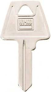 Hy-Ko 11010AM6 Key Blank, Brass, Nickel, For: American Cabinet, House Locks and Padlocks, AM6 Key Number, Pack of 10