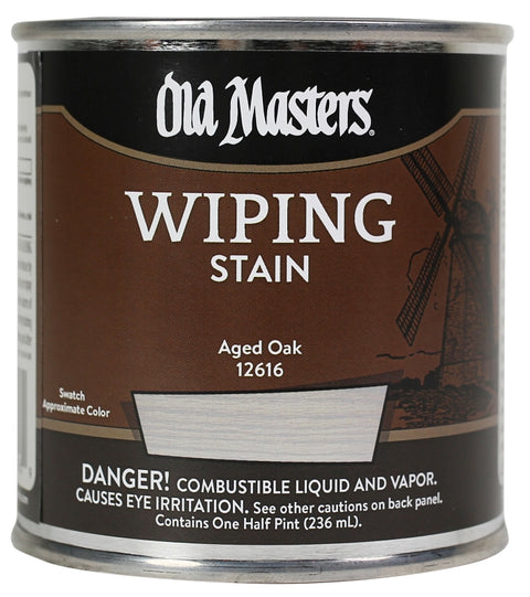 Old Masters 12616 Wiping Stain, Aged Oak, Liquid, 0.5 pt, Can