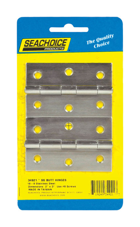 Seachoice Stainless Steel Butt Hinges 3 in. W x 2 in. L 2 pc.