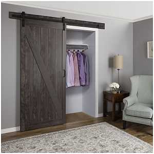 Renin Brownstone BD053W01IA1IAE360 Series Barn Door Kit, Iron Age, 36 in W x 84 in H W x H, Engineered Wood
