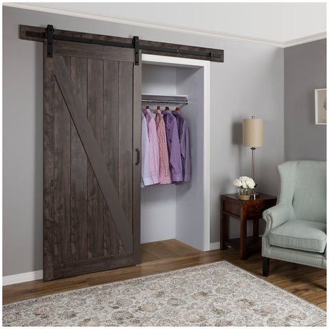 Renin Brownstone BD053W01IA1IAE360 Series Barn Door Kit, Iron Age, 36 in W x 84 in H W x H, Engineered Wood