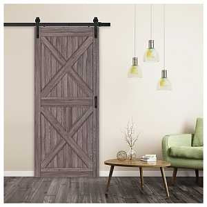 RENIN BD060W01GO1GOE360 Barn Door, 36 in W Door, 84 in H Door, Gunstock Door, Steel Track