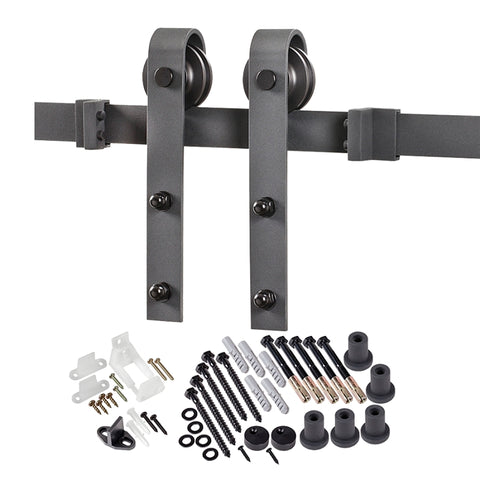 Renin BD102K-07800-MB Bent Strap Barn Door Hardware Kit, 78-3/4 in L Track, Steel, Matte, Wall, For: Barn Door