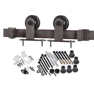 Renin BD101K-07800-BR Straight Strap Barn Door Hardware Kit, 78-3/4 in L Track, Steel, Bronze, For: Barn Door