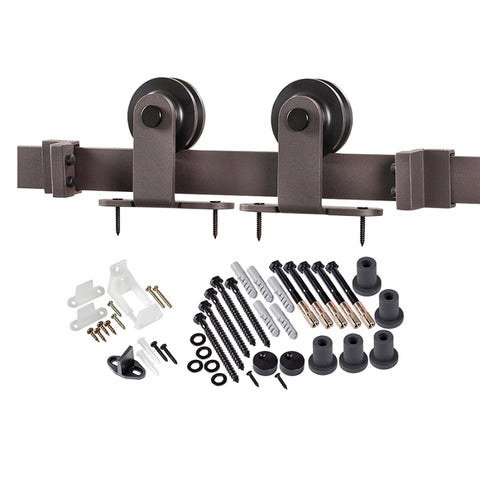 Renin BD101K-07800-BR Straight Strap Barn Door Hardware Kit, 78-3/4 in L Track, Steel, Bronze, For: Barn Door