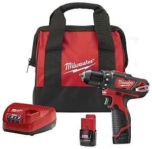 Milwaukee 2407-22 Drill/Driver Kit, Battery Included, 12 V, 1.5 Ah, 3/8 in Chuck, Keyless Chuck