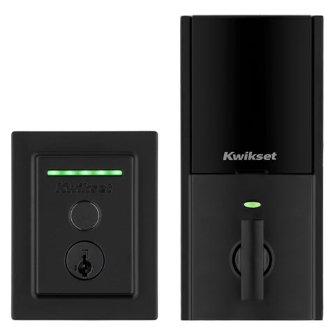 Kwikset Halo Series 959 CNT FPTR WIFI 514 Electronic Deadbolt, Matte Black, Residential, Brass/Steel, OS: Android