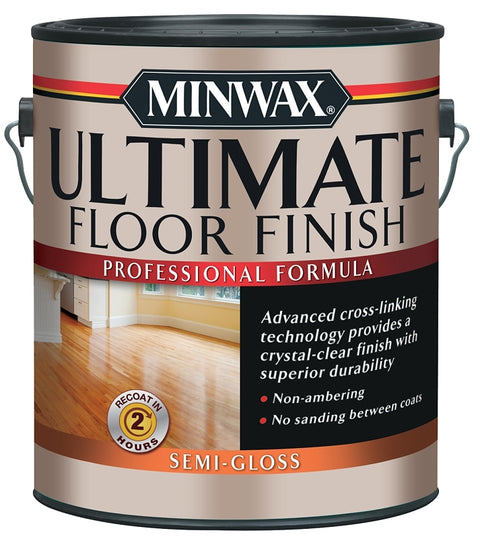 Minwax 131020000 Ultimate Floor Finish Paint, Semi-Gloss, Liquid, Crystal Clear, 1 gal, Can, Pack of 2