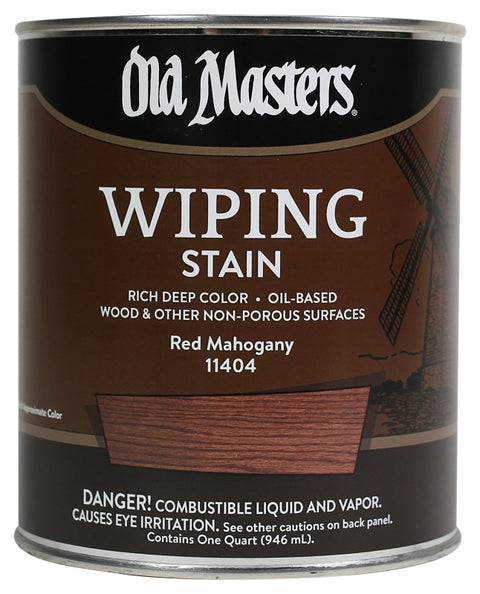 Old Masters 11404 Wiping Stain, Red Mahogany, Liquid, 1 qt, Can