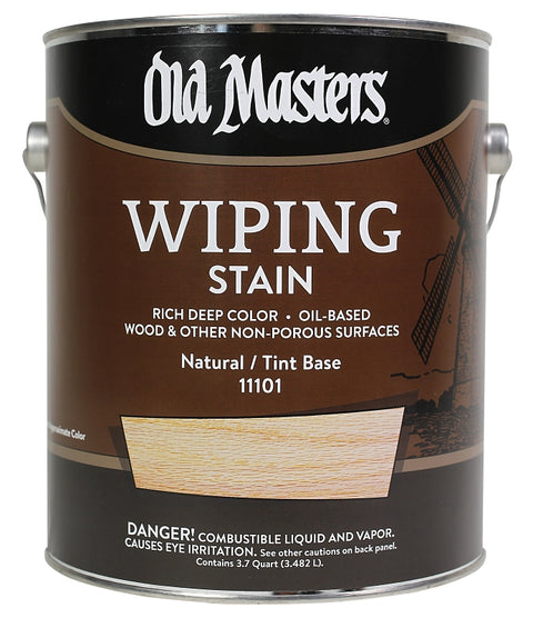 Old Masters 11101 Wiping Stain, Natural Tint Base, Liquid, 1 gal, Can, Pack of 2