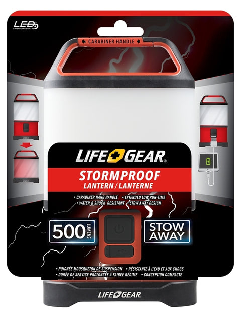 LifeGear 41-3760 Collapsible Lantern, LED Lamp, Plastic, Black/Red