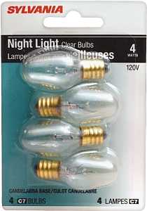 Sylvania 13549 Incandescent Lamp, Clear Lamp, 4 W, Candelabra E12 Lamp Base, C7 Lamp, 16 Lumens, 120 V, Pack of 12