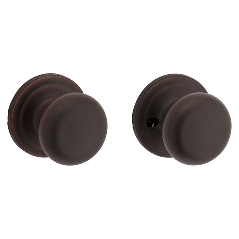 Kwikset 720J 11PCP6AL Passage Knob, Venetian Bronze, 1-3/8 to 1-3/4 in Thick Door, 2-1/4 in Strike