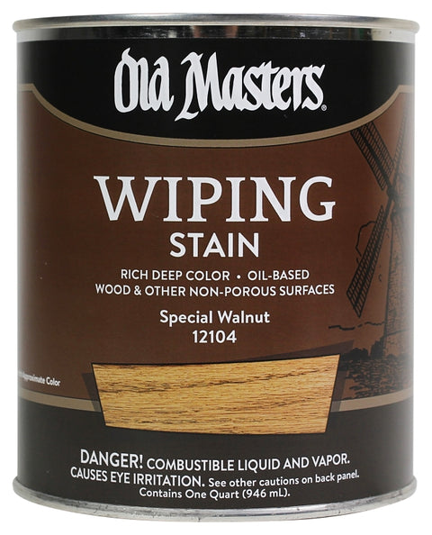Old Masters 12104 Wiping Stain, Special Walnut, Liquid, 1 qt, Can