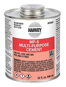 Harvey 018030-12 Solvent Cement, 32 oz Can, Liquid, Milky Clear