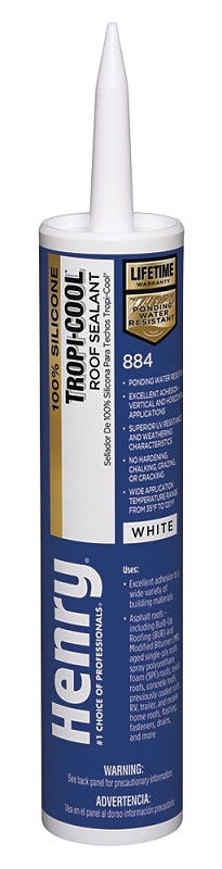 Henry 884 Tropi-Cool HE884004 Silicone Roof Sealant, White, 48 hr