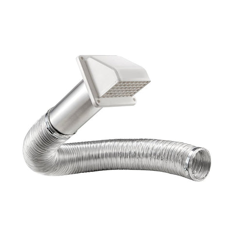 Lambro 1375W-R Wall Hood Vent Kit, Plastic, White, Includes: (2) 4 in Metal Worm Gear Clamps