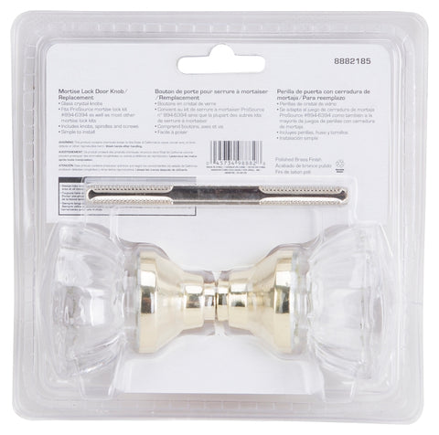 ProSource 7296510-3L Door Knob Set, Crystal Glass