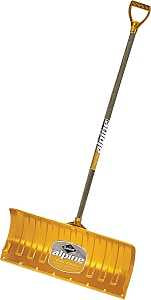 Garant APP26KDRU Snow Pusher, 26 in W Blade, Poly Blade, Wood Handle, D-Shaped Handle, 46-1/4 in L Handle, Yellow