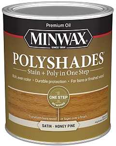 Minwax 61310444 Waterbased Polyurethane Stain, Satin, Liquid, Honey Pine, 1 qt, Can