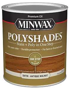 Minwax 61340444 Waterbased Polyurethane Stain, Satin, Liquid, Antique Walnut, 1 qt, Can