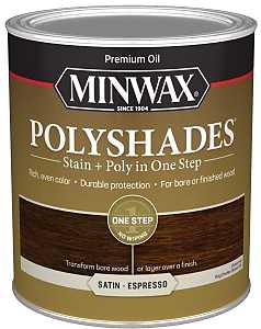 Minwax PolyShades 613970444 Stain and Polyurethane, Satin, Liquid, Espresso, 1 qt