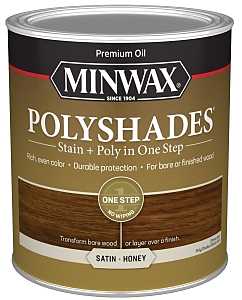Minwax 613960444 Waterbased Polyurethane Stain, Satin, Liquid, Honey, 1 qt, Pack of 4