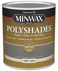 Minwax PolyShades 613984444 Interior Wood Stain, Satin, Slate, Liquid, 1 qt