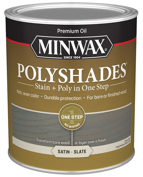 Minwax PolyShades 613984444 Interior Wood Stain, Satin, Slate, Liquid, 1 qt