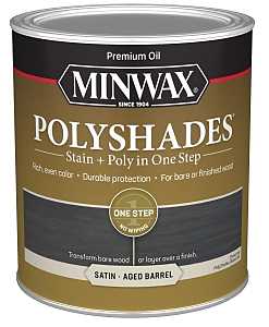 Minwax PolyShades 613994444 Interior Wood Stain, Satin, Aged Barrel, Liquid, 1 qt