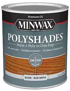 Minwax 61430444 Waterbased Polyurethane Stain, Gloss, Liquid, Olde Maple, 1 qt, Can