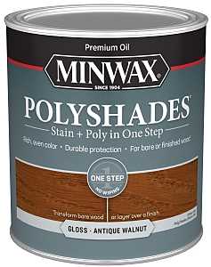 Minwax 61440444 Waterbased Polyurethane Stain, Gloss, Liquid, Antique Walnut, 1 qt, Can