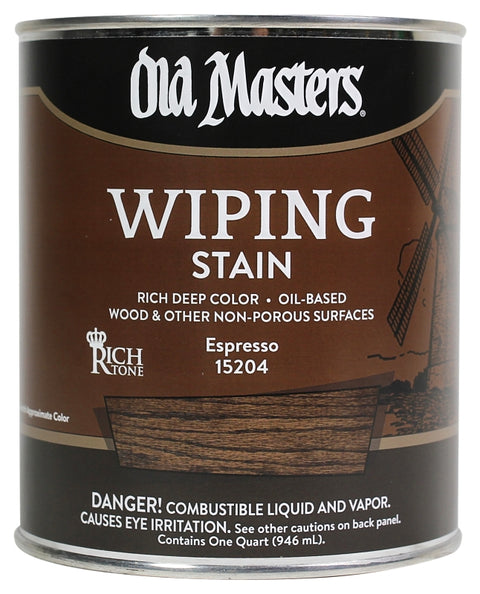 Old Masters 15204 Wiping Stain, Clear, Espresso, Liquid, 1 qt