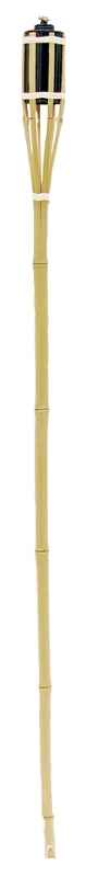 Seasonal Trends Y2571 4 ft Bamboo Party Torch, 2.36 in H, Bamboo, Fiberglass, and Metal, Beige, Black