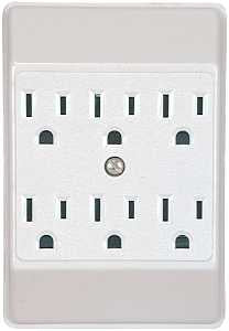 Eaton Wiring Devices C1146W-SP Grounded Wire Tap, 15 A, 2-Pole, 6-Outlet, White