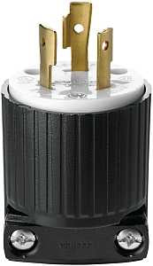 Eaton Cooper Wiring L620P Electrical Plug, 2 -Pole, 20 A, 250 V, NEMA: NEMA L6-20, Black/White