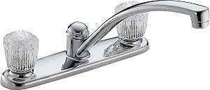 Delta Classic Series 2102LF Kitchen Faucet, 1.8 gpm, Brass, Chrome Plated, Deck, Knob Handle, Swivel Spout