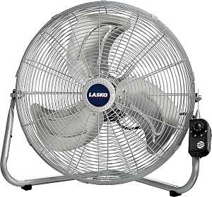 Lasko 2265 High-Velocity Fan, 120 V, 20 in Dia Blade, 3-Speed, 2785 cfm Air, Silver