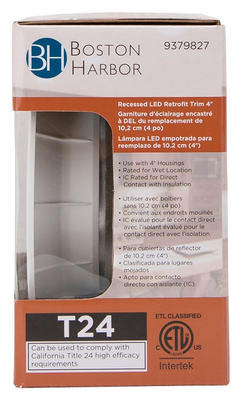 Boston Harbor DL4-095-5K Retrofit Trim, Recessed Lighting Kits, Plastic, Bright White, White, 1-Piece