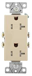 Eaton Wiring Devices TR1307V-BOX Duplex Receptacle, 2 -Pole, 20 A, 125 V, Back, Side Wiring, NEMA: 5-20R, Ivory