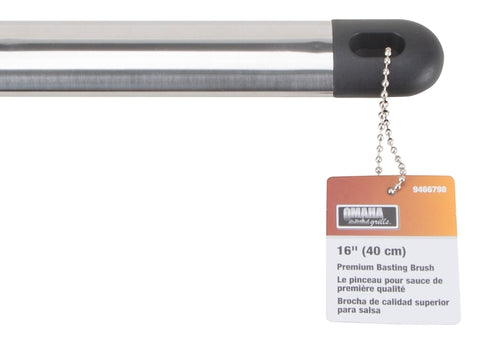Omaha BBQ-8112443D Premium Basting Brush, 1-3/4 W Brush, Stainless Steel Handle, 16 in L