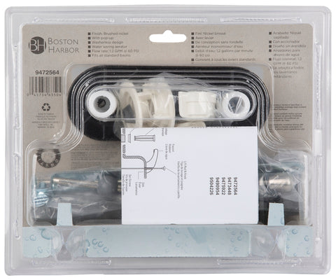 Boston Harbor JY-4233BN Lavatory Faucet, 1.5 gpm, 2-Faucet Handle, Brass, Nickel Plated, Lever Handle